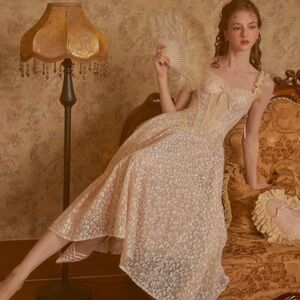 LaceMade Elegant Lace Dress with Floral Pattern